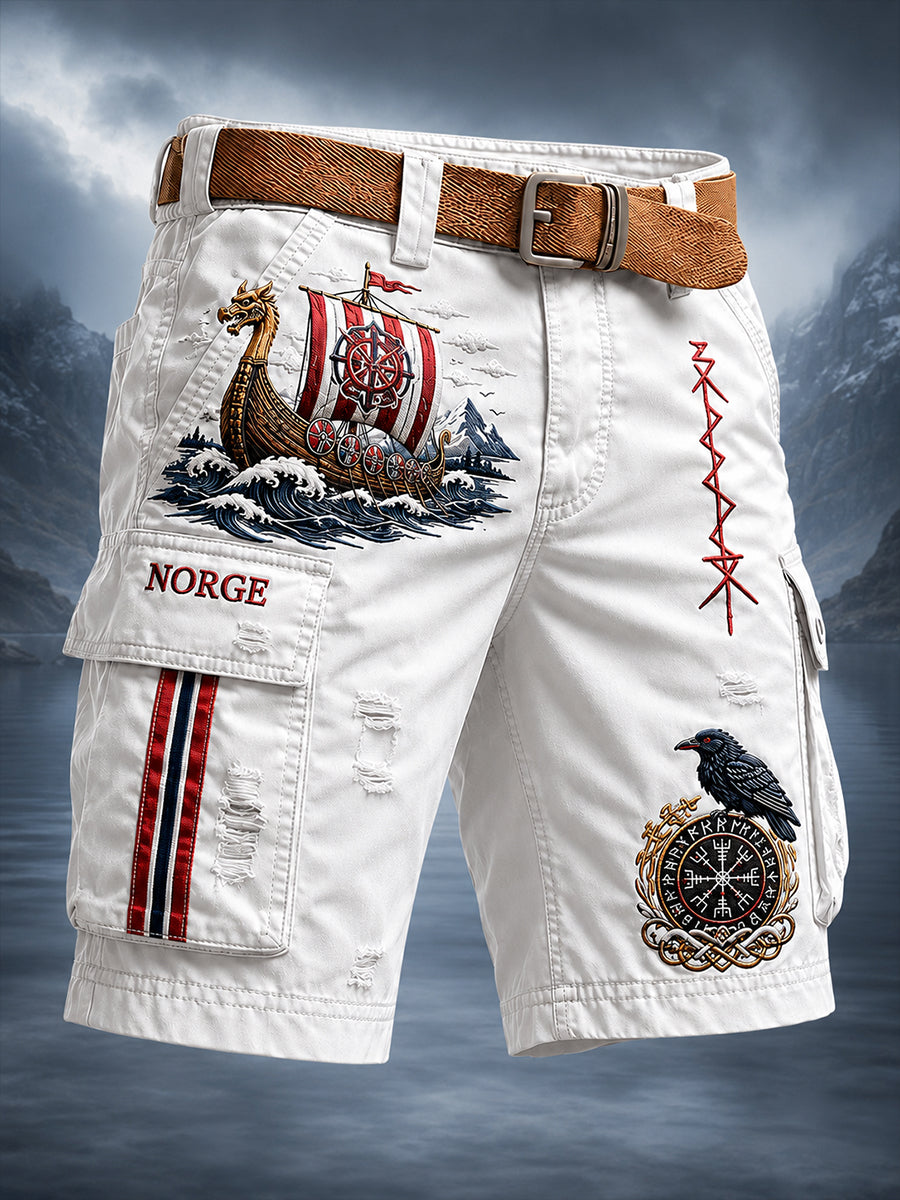 Retro Norwegen Viking Nordic Style Kunstdruck Freizeit Cargo hosen