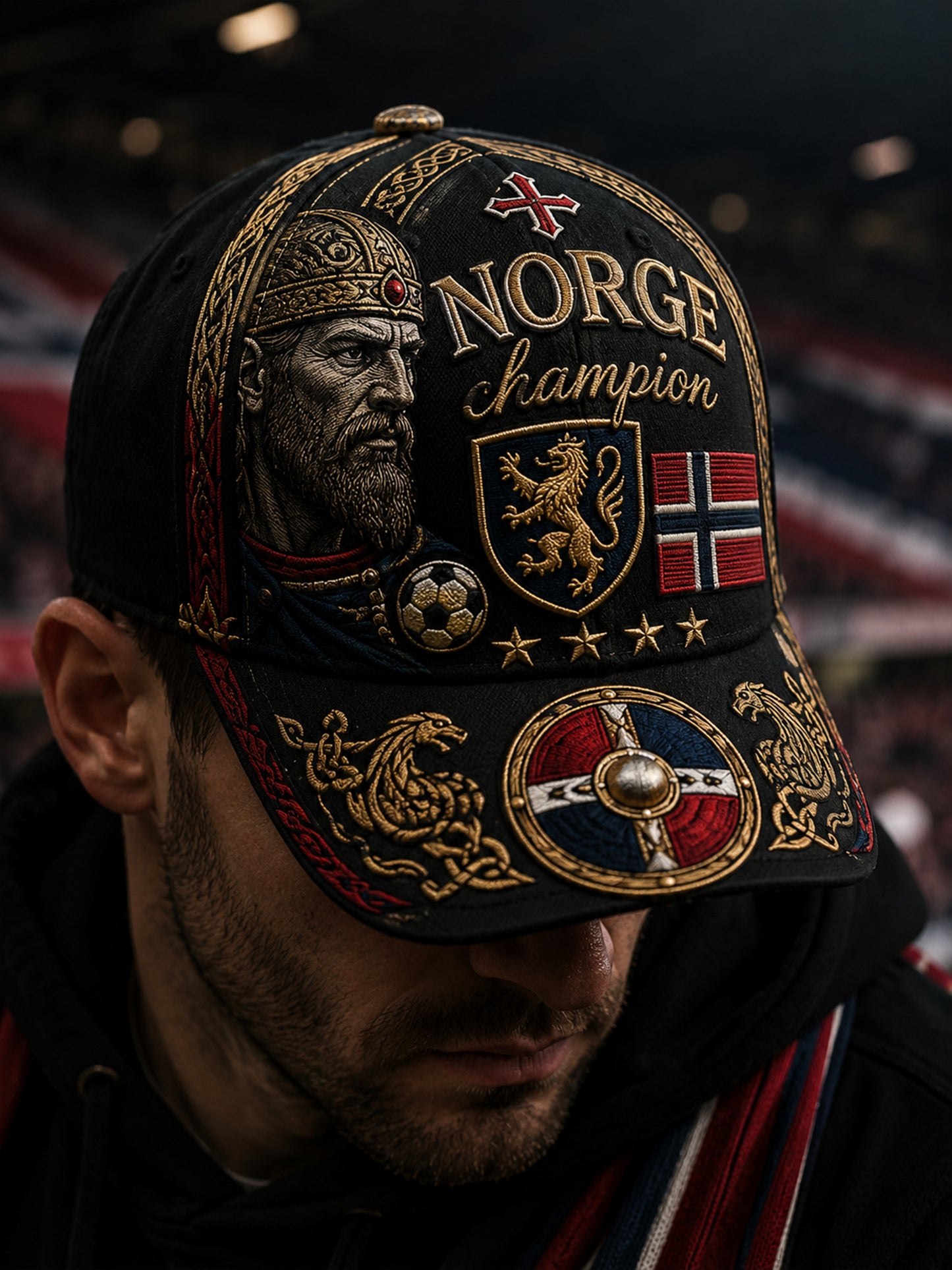 Unisex-Hut mit patriotischem Kulturdigitaldruck im norwegisch-vikingischen Stil