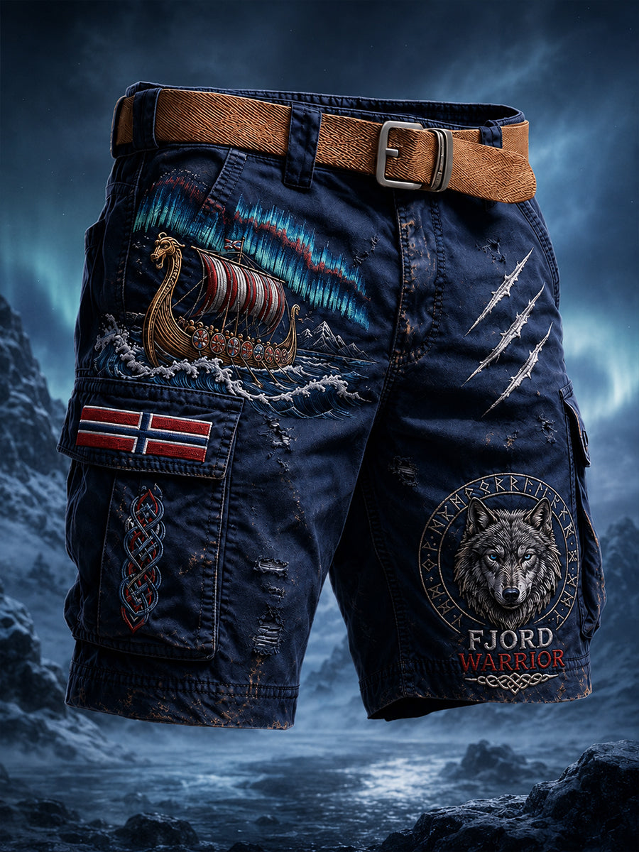 Retro Norwegen Wikinger nordischer Stil Kunstdruck lässige Cargohosen