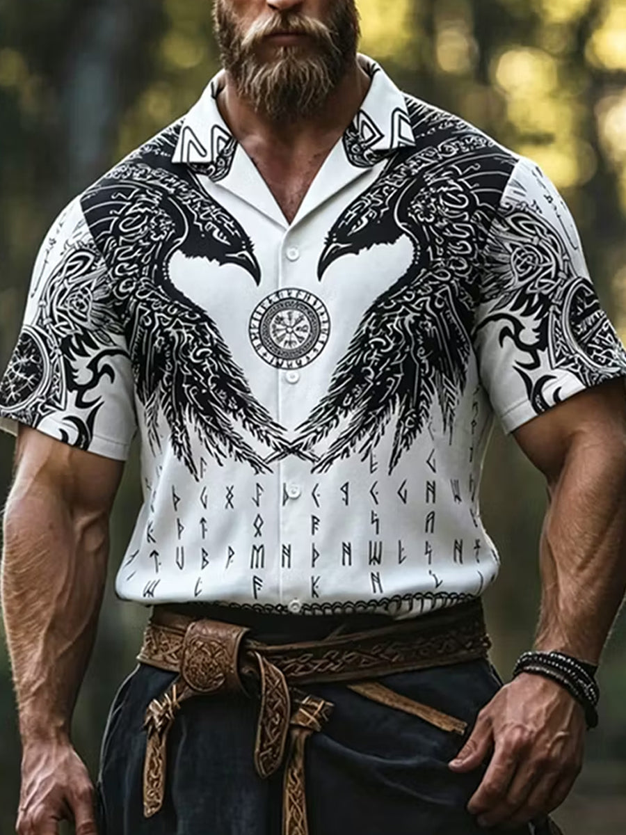 Retro Viking/nordisches Kunstdruck-Freizeit hemd