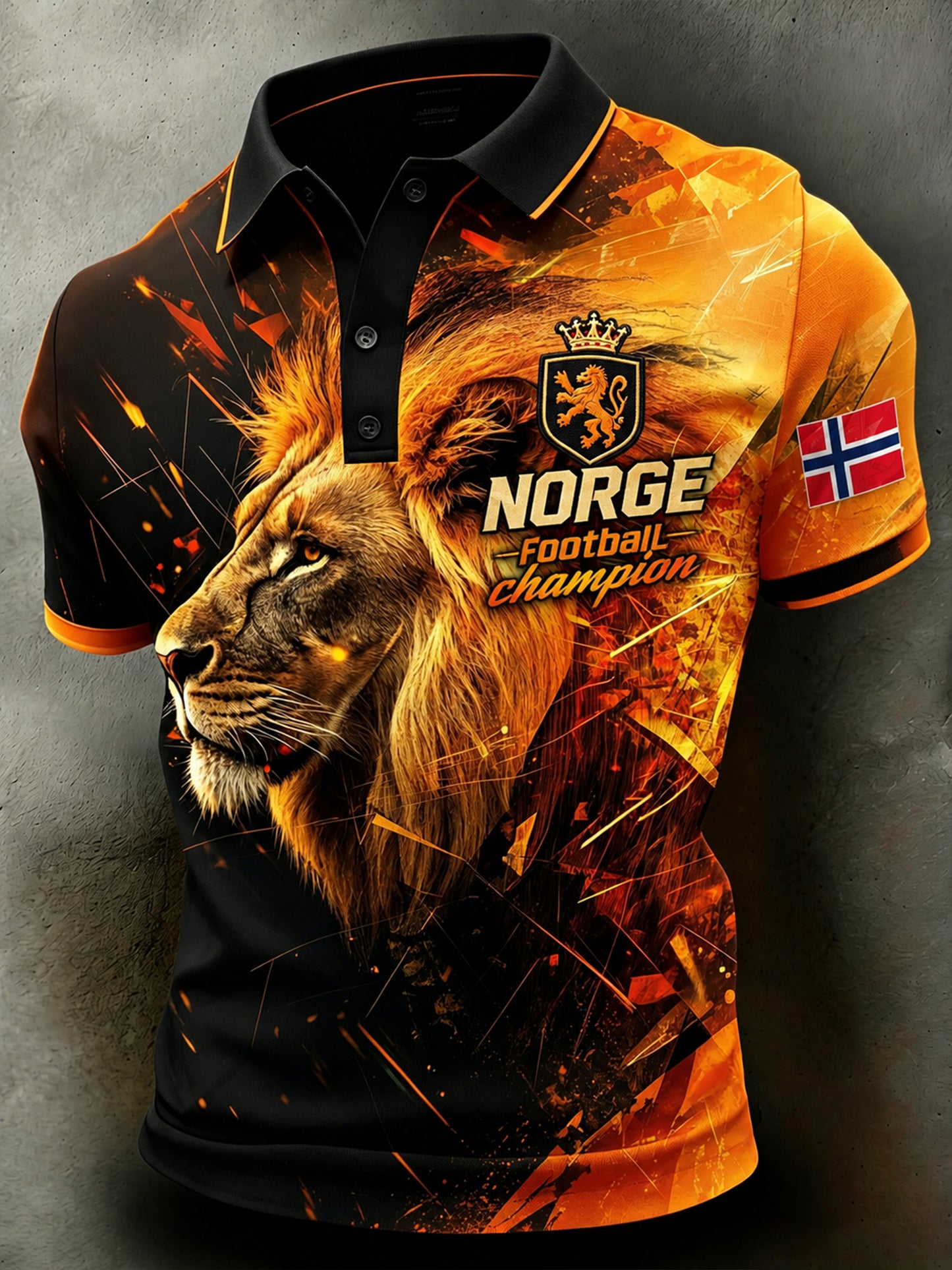 Herren-Poloshirt mit norwegischem Wikinger-Motiv im patriotisch-kulturellen Stil und Kunstdruck