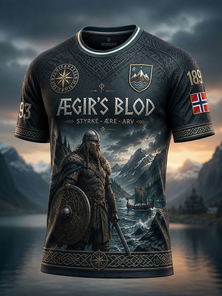 Retro norwegisches Wikingerkrieger-Art-Lässig-T-Shirt