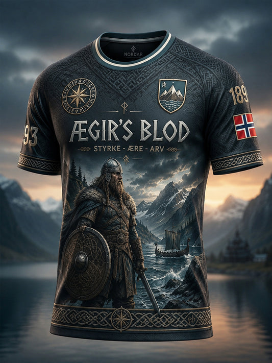 Retro norwegisches Wikingerkrieger-Art-Lässig-T-Shirt