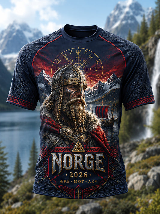 Retro norwegischer Wikinger Krieger Klassisches lässiges T-Shirt