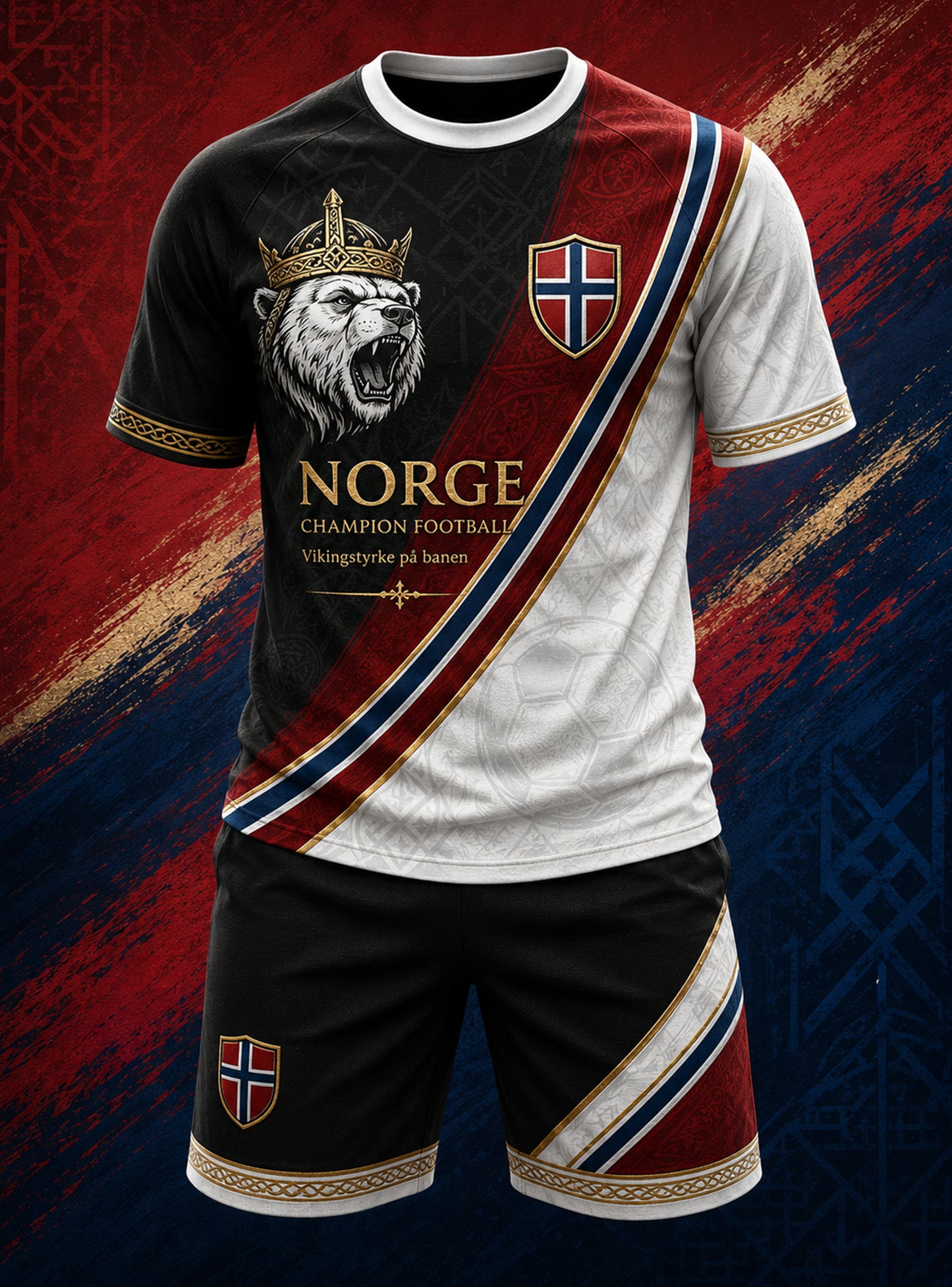 Herren-T-Shirt-Set mit norwegischem Wikinger-Motiv als Kunstdruck