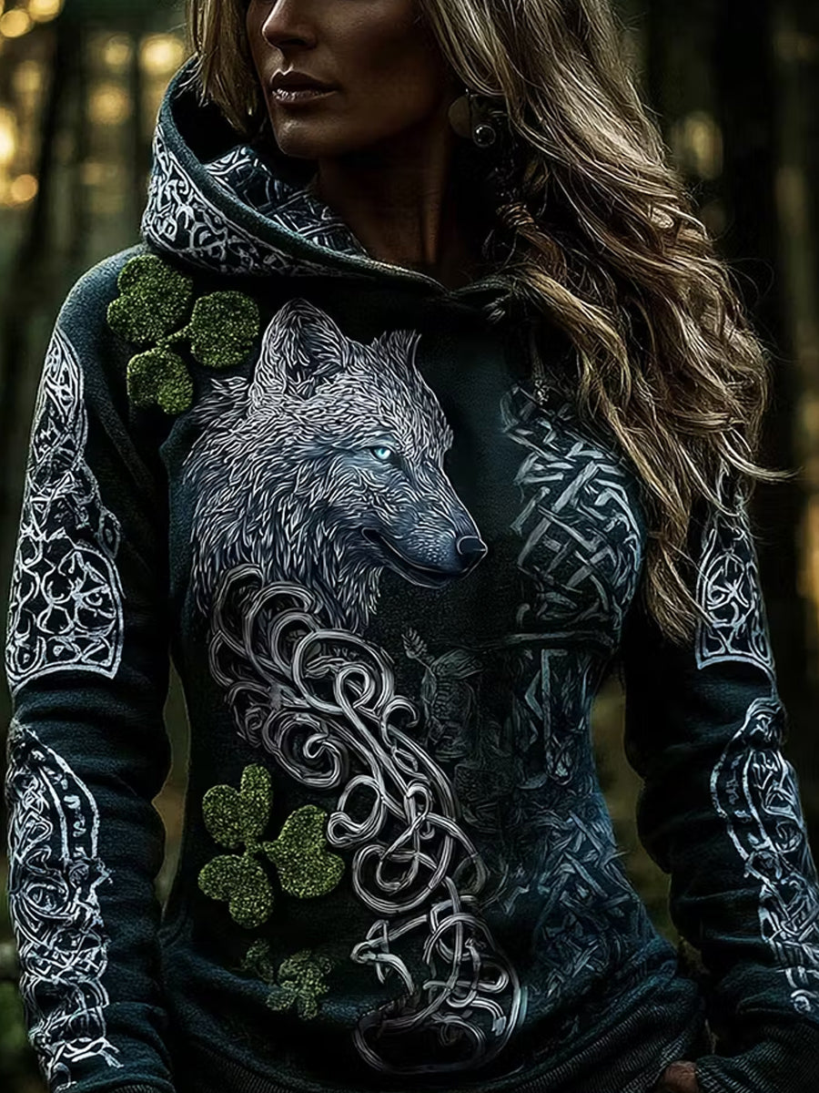 Retro Viking/nordischer Kunstdruck Casual Hoodie