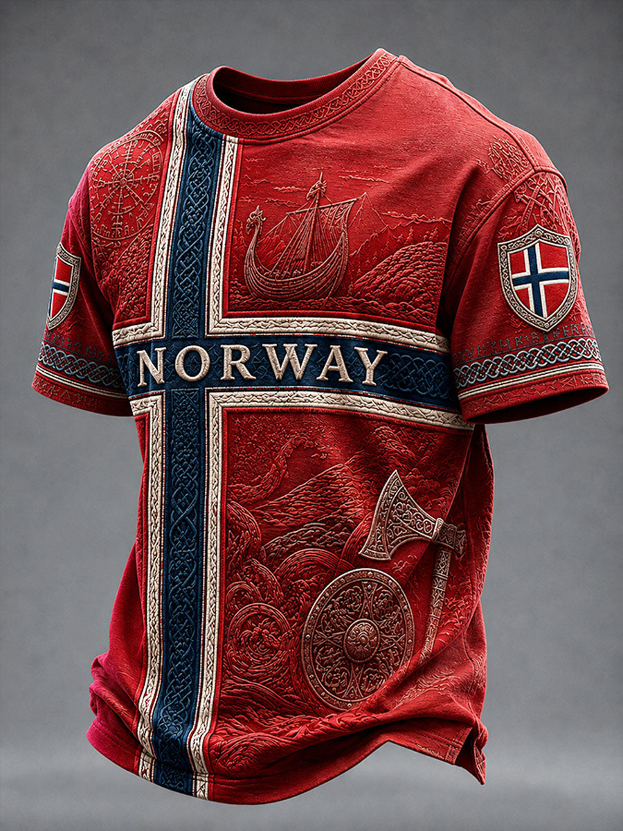 Herren-Casual-T-Shirt mit norwegischem Wikinger-Geist