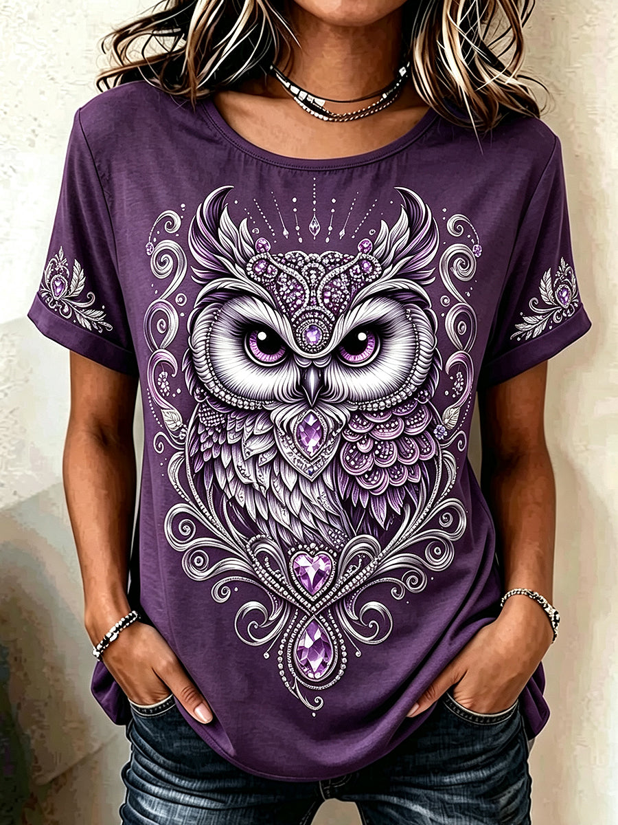 Frauen-Tier-Alzheimer-Krankheit gedruckt Vintage Mode lose Kurzarm-T-Shirt