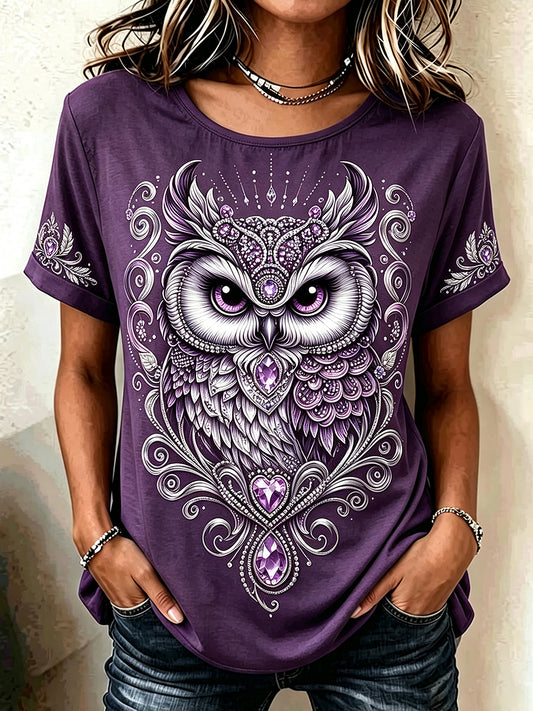Frauen-Tier-Alzheimer-Krankheit gedruckt Vintage Mode lose Kurzarm-T-Shirt
