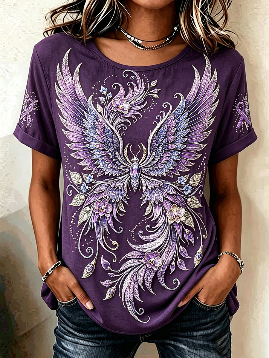 Damen-T-Shirt mit Tiermotiv und Alzheimer-Print, im Vintage-Stil, modisch, locker geschnitten, mit kurzen Ärmeln