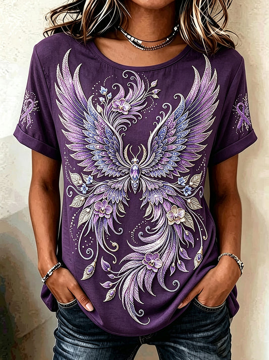 Damen-T-Shirt mit Tiermotiv und Alzheimer-Print, im Vintage-Stil, modisch, locker geschnitten, mit kurzen Ärmeln