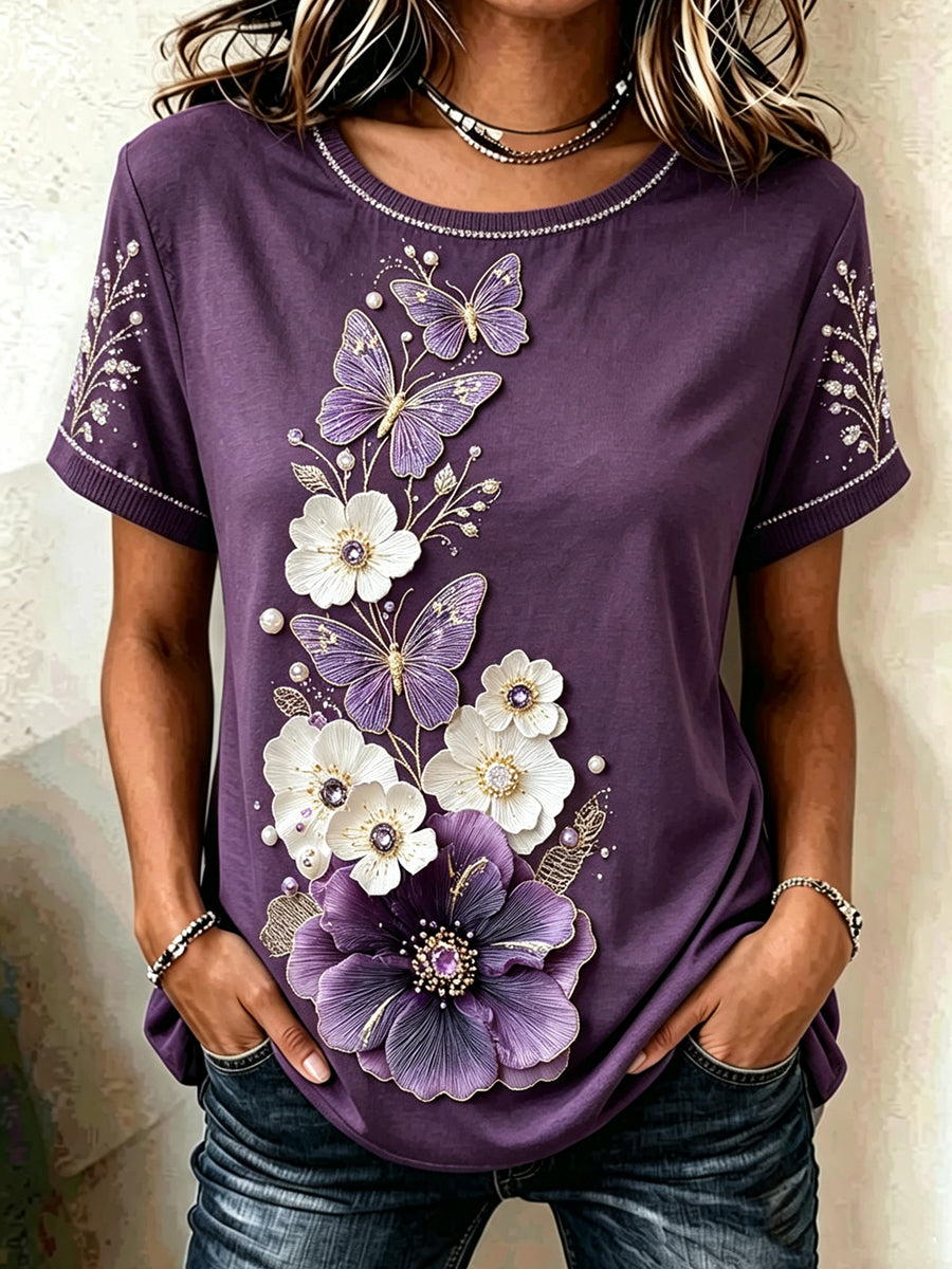 Damen-T-Shirt mit Tiermotiv und Alzheimer-Print, im Vintage-Stil, modisch, locker geschnitten, mit kurzen Ärmeln