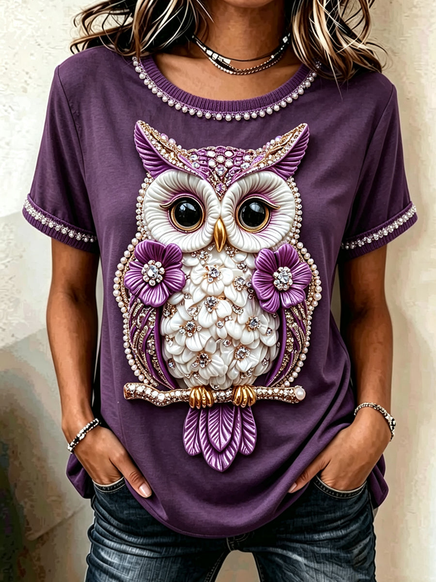 Damen-T-Shirt mit Tiermotiv und Alzheimer-Print, im Vintage-Stil, modisch, locker geschnitten, mit kurzen Ärmeln