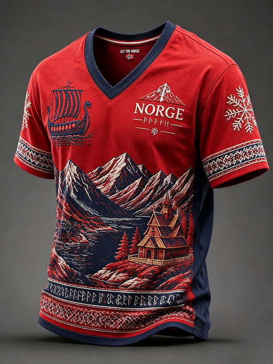 Norwegen-V-Ausschnitt-T-Shirts für Herren