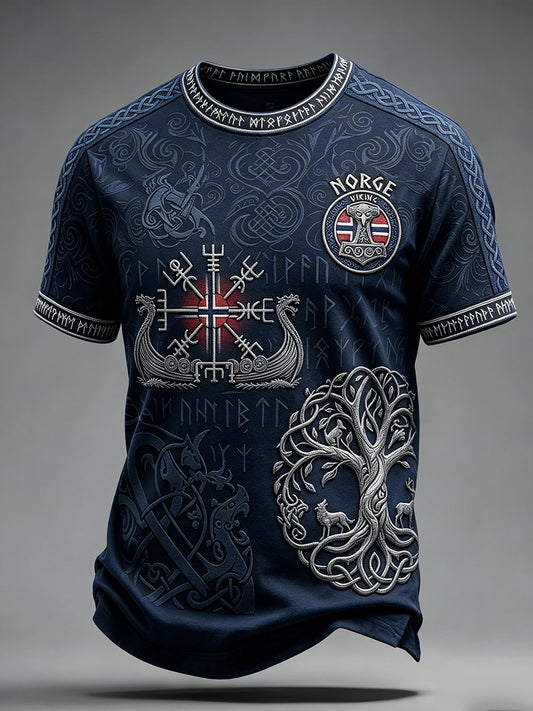 Herren Norwegen Wikinger Baum des Lebens keltischer Druck kurze Ärmel T-Shirt