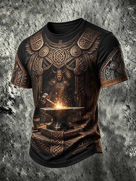 Herren-Vintage-T-Shirt mit Wikinger-Print