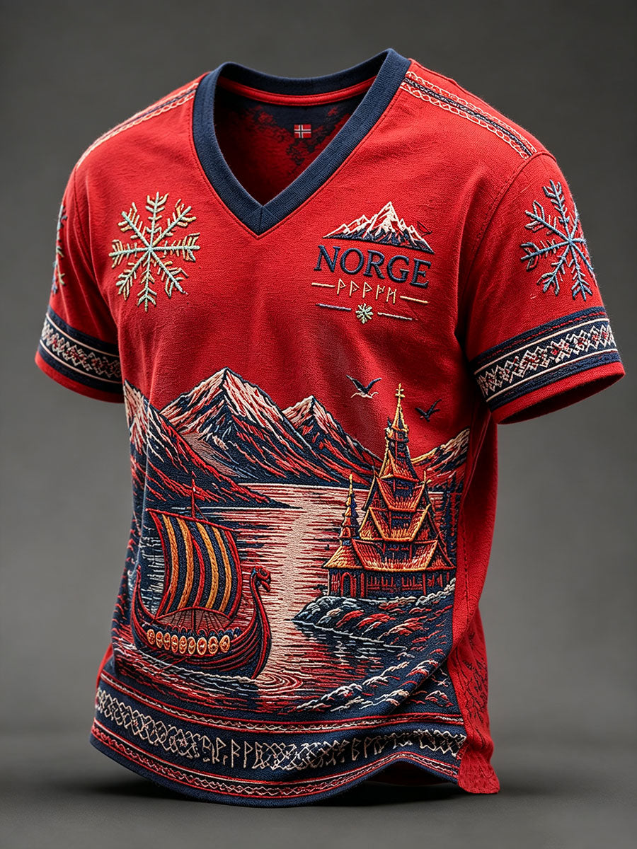 Herren Norwegen V-Ausschnitt T-Shirts