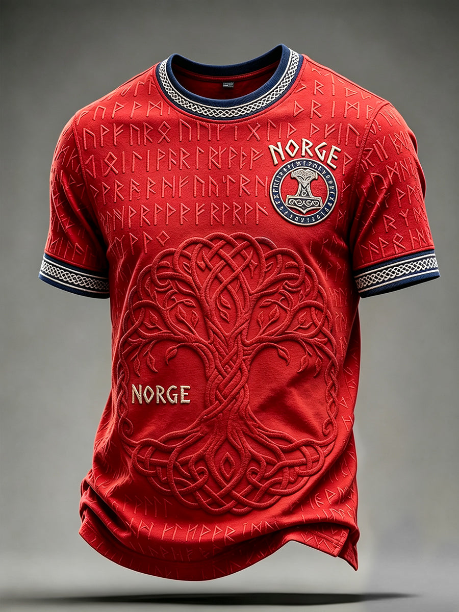 Herren-T-Shirt aus Norwegen mit keltischem Lebensbaum-Motiv und Kurzärmeln