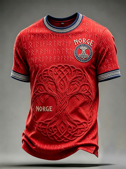 Herren-T-Shirt aus Norwegen mit keltischem Lebensbaum-Motiv und Kurzärmeln