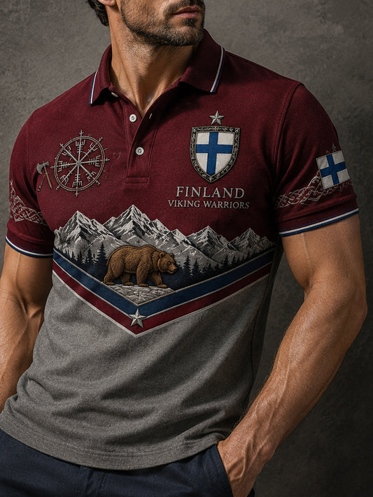 Herren-Finnischer Wikinger-Patriotisches Kulturelles Element Kunstdruck-Polo