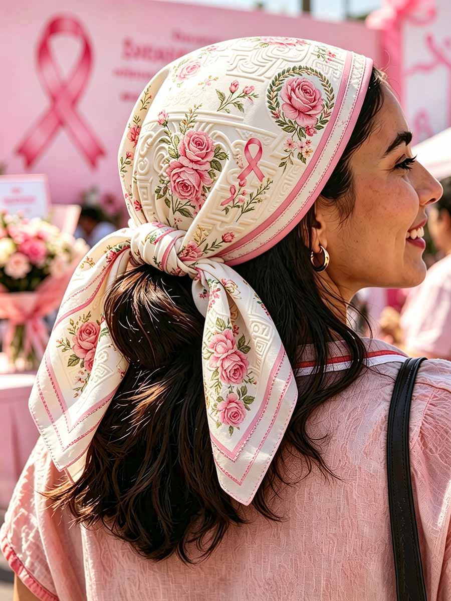 Modische Brustkrebs-Unterstützung für Frauen bedrucktes Kopftuch
