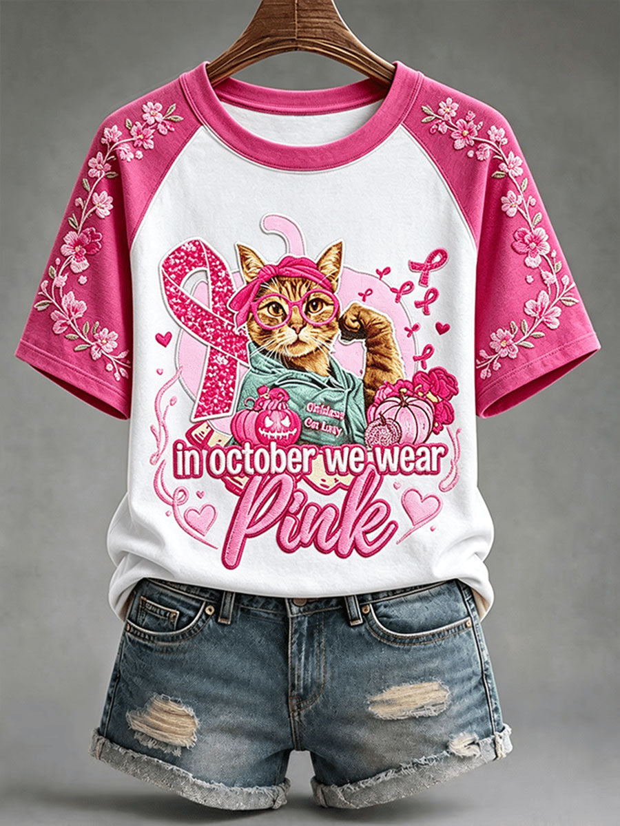Frauen im Oktober Wir tragen Rosa T-Shirt