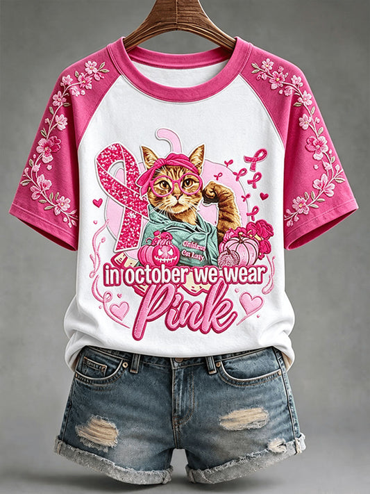 Frauen im Oktober Wir tragen Rosa T-Shirt