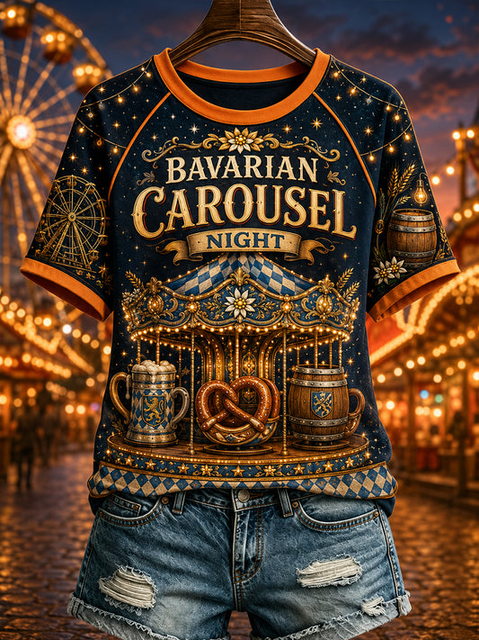 Damen-T-Shirt zum deutschen Oktoberfest mit Rundhalsausschnitt und kurzen Ärmeln