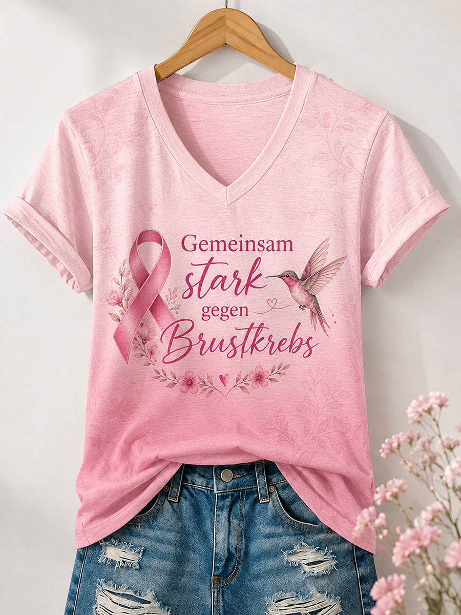 T-Shirt mit Aufdruck zur Brustkrebsbewusstseinsbildung bei Frauen