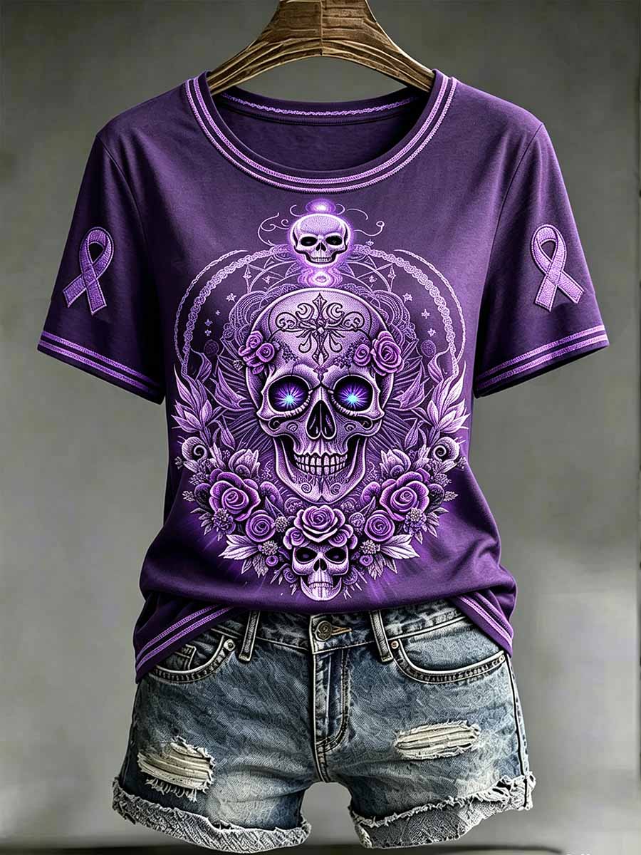 Frauen-Alzheimer-Unterstützung muster bedrucktes T-Shirt