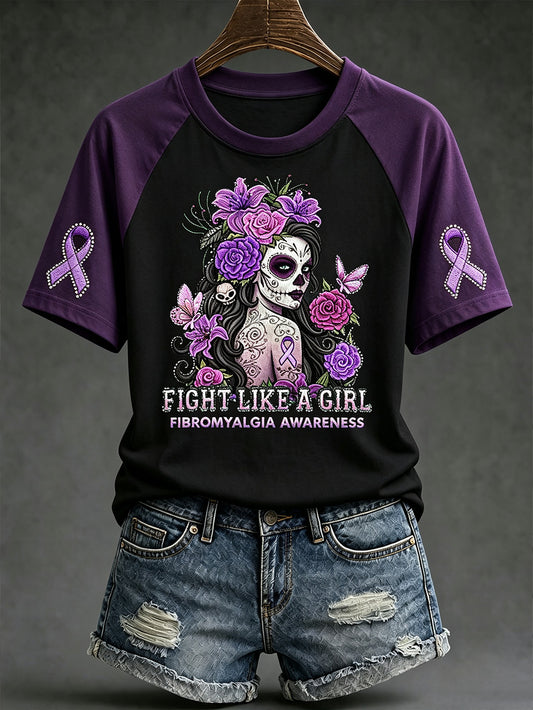 Alltägliches Kurzarm-T-Shirt mit Aufdruck zum Thema Frauen und Alzheimer‑Krankheit