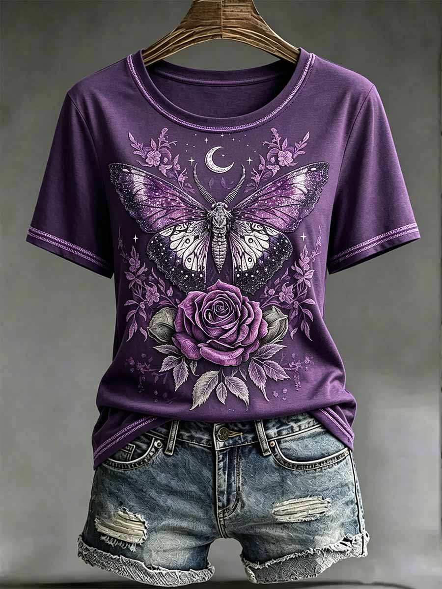 Frauen Schmetterlings muster Alzheimer-Unterstützung bedrucktes T-Shirt