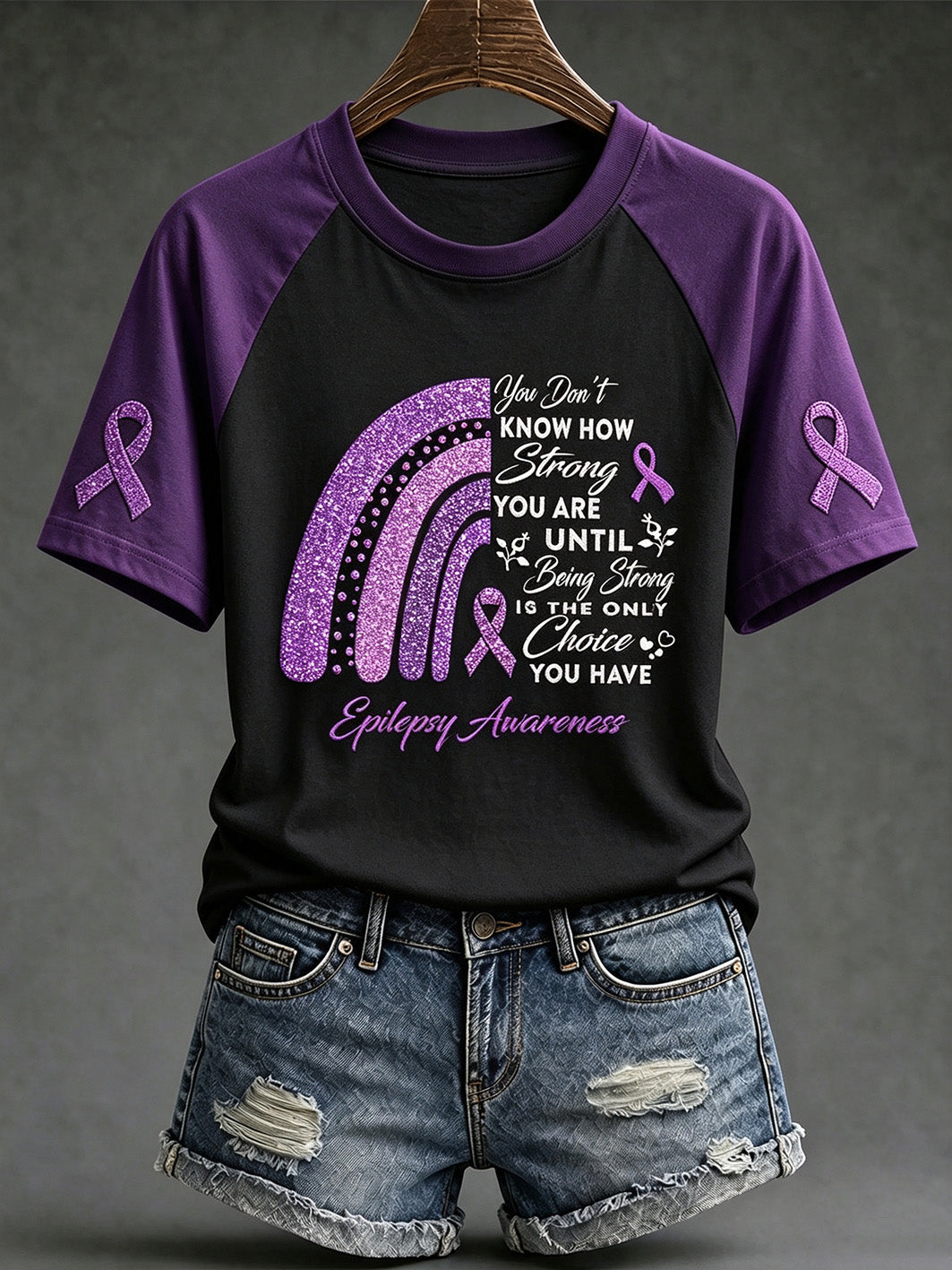 Frauen-Alzheimer-Bewusstseins muster bedrucktes lässiges Kurzarm-T-Shirt