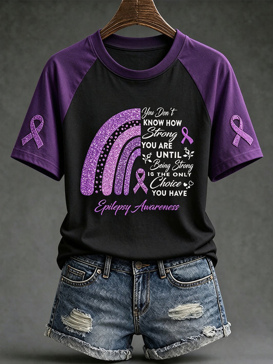 Frauen-Alzheimer-Bewusstseins muster bedrucktes lässiges Kurzarm-T-Shirt