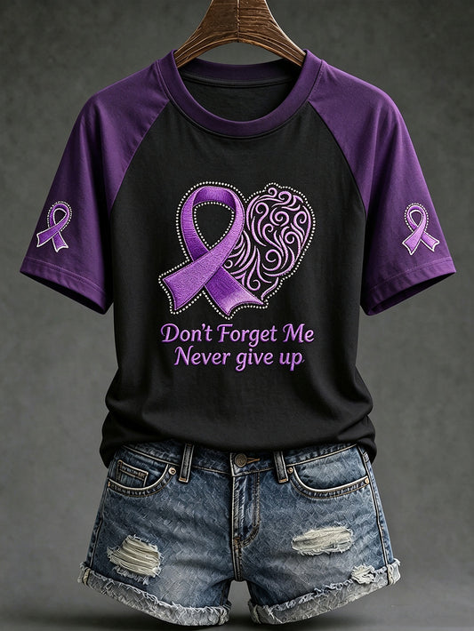 Alltägliches Kurzarm-T-Shirt mit Aufdruck zum Thema Frauen und Alzheimer‑Krankheit