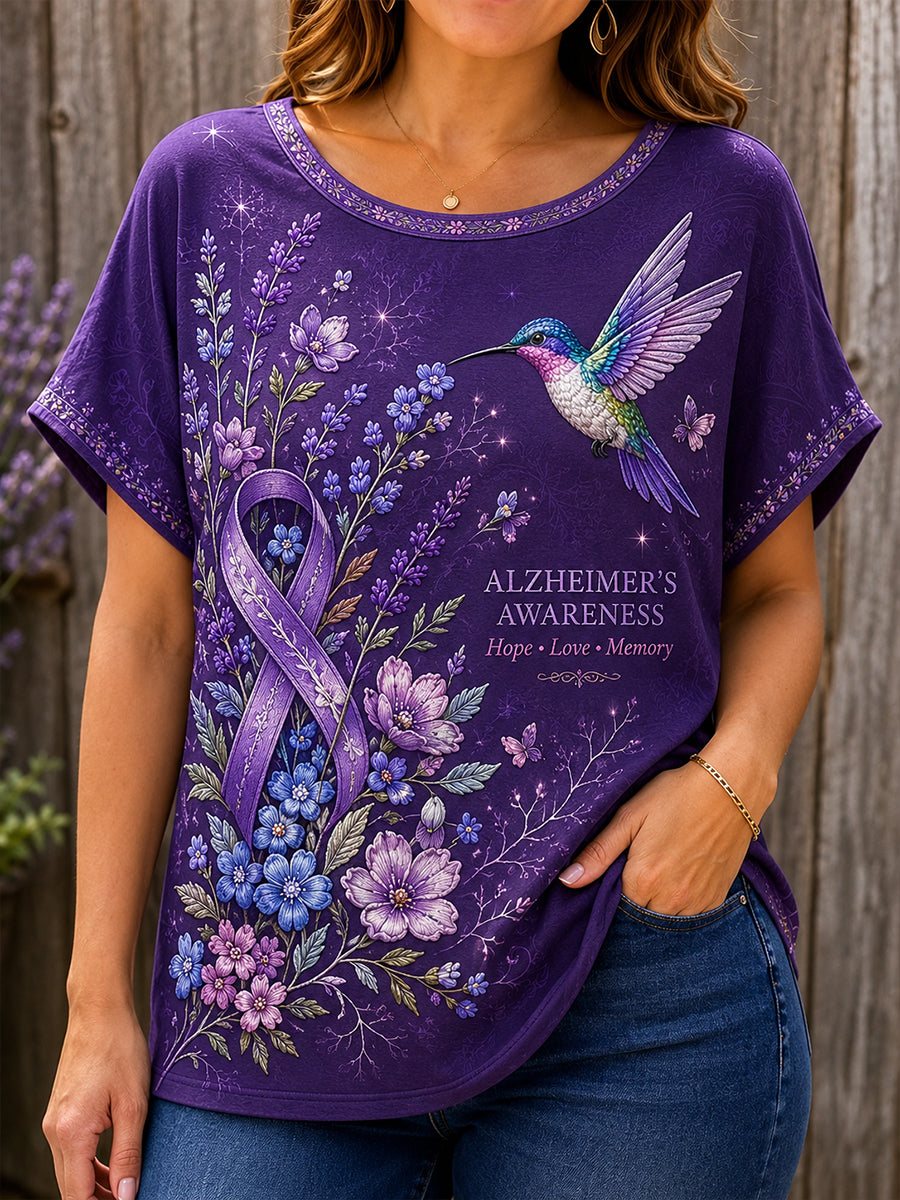 Alzheimer-Aufklärungs-T-Shirt für Frauen mit kurzen Ärmeln