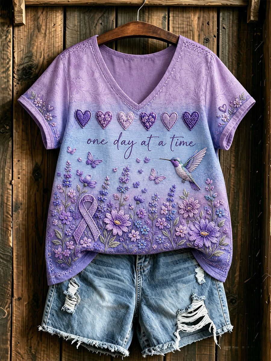 Frauen Alzheimer-Bewusstsein V-Ausschnitt T-Shirt