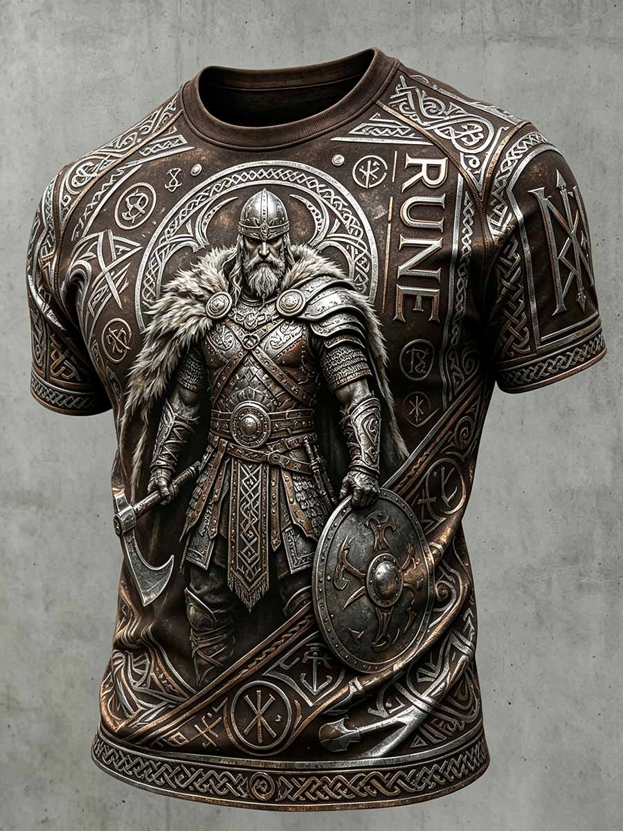 Herren-Lässiges T-Shirt im Vintage-Viking-Print