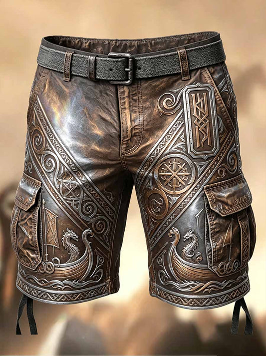 Herren-Casual-Shorts mit Retro-Viking-Print