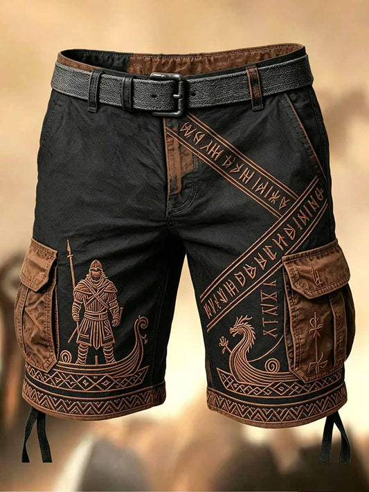 Herren-Casual-Shorts mit Retro-Viking-Print
