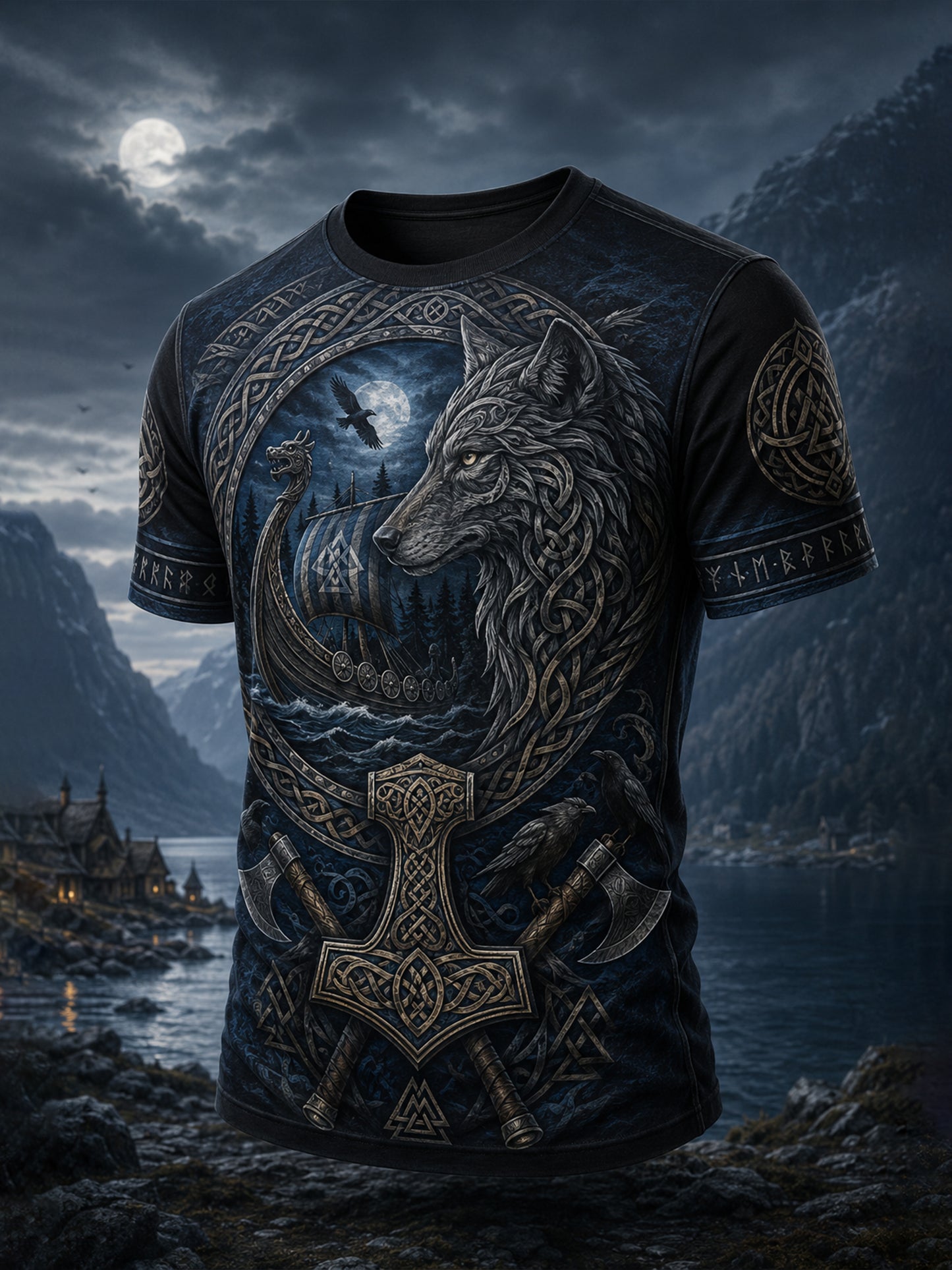 Herren-T-Shirt im finnischen Wikinger-Stil patriotischer Kunstdruck