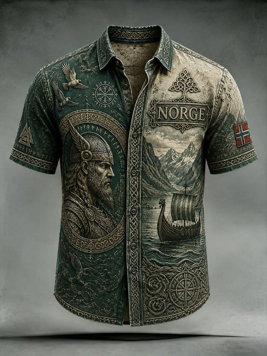 Retro Norwegian Viking-keltische Kunst Freizeit hemd