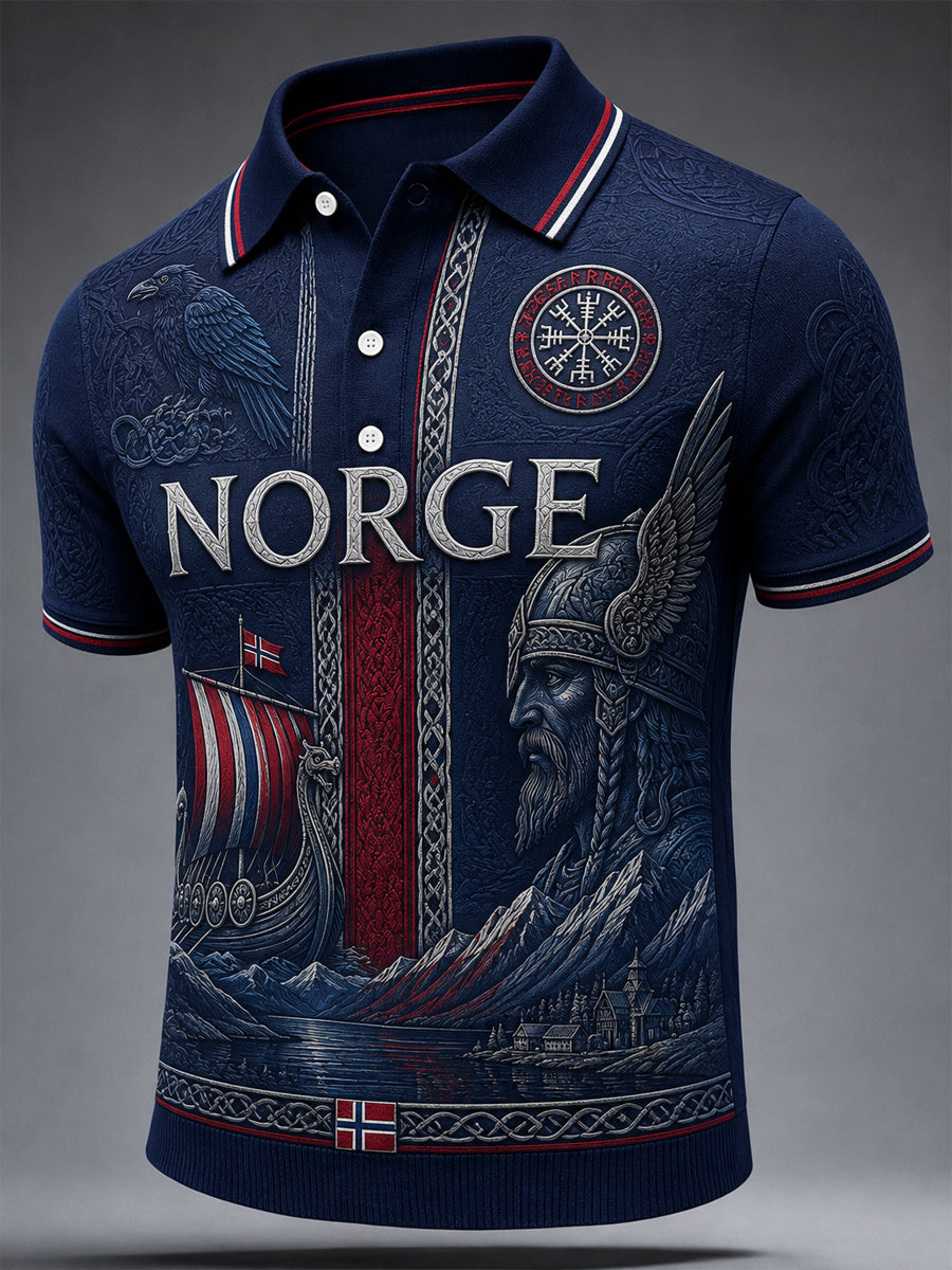 Klassisches Polo-Shirt inspiriert vom Retro Norwegian Viking Spirit