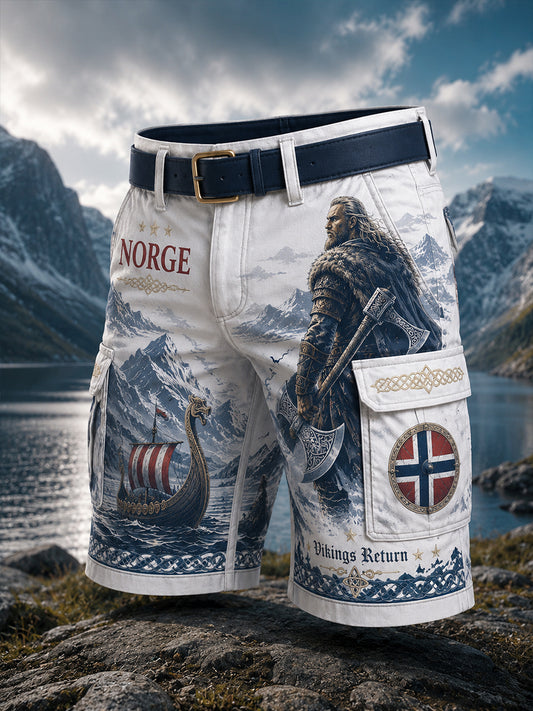 Norwegisch Viking-Themed-Shorts für Herren mit patriotischem Kunst druck