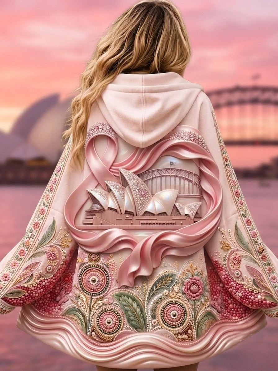 Australischer Brustkrebsbewusstseins-Kapuzenpullover mit Reißverschluss für Damen
