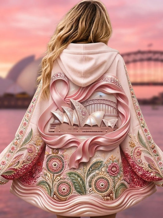 Australischer Brustkrebsbewusstseins-Kapuzenpullover mit Reißverschluss für Damen