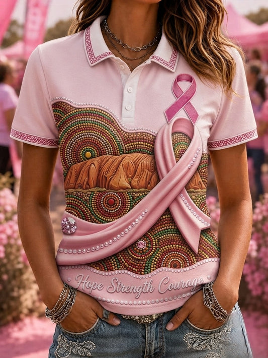 Australisches Poloshirt zur Brustkrebsaufklärung für Frauen
