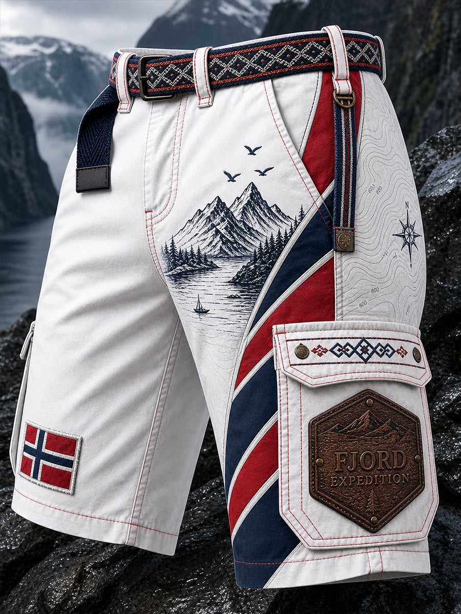 Casual Cargo-Hosen im Vintage-Stil mit norwegischem Viking Norse Art Print