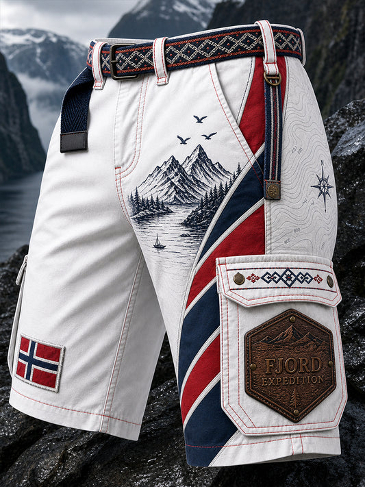 Casual Cargo-Hosen im Vintage-Stil mit norwegischem Viking Norse Art Print