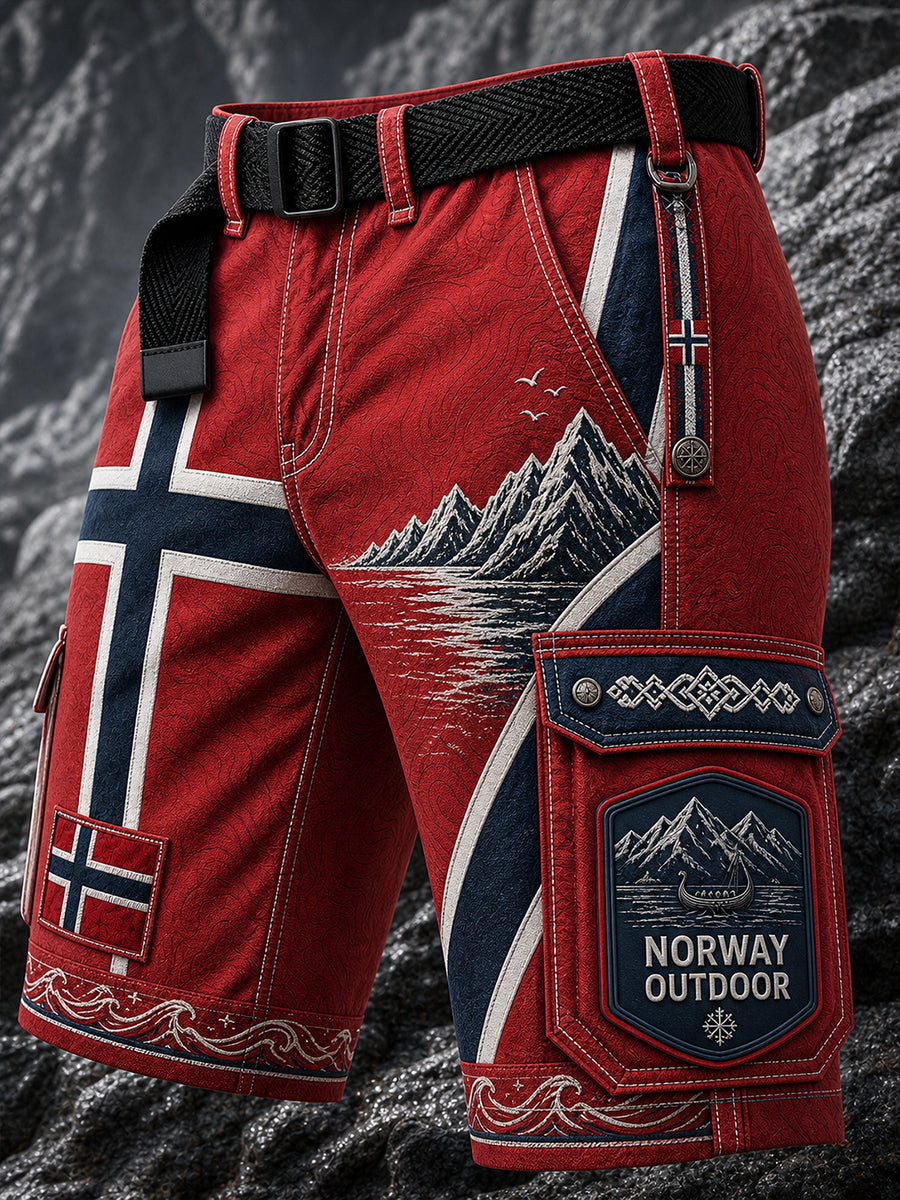 Lässige Cargohose im Vintage-Stil mit norwegischem Wikinger‑ bzw. nordischer Kunst-Print
